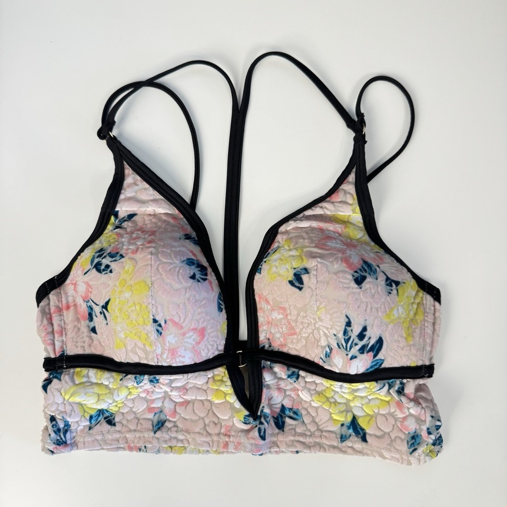 Victorias Secret PINK Lightly Lined Floral Velvet Bralette Bra Small Multicolor